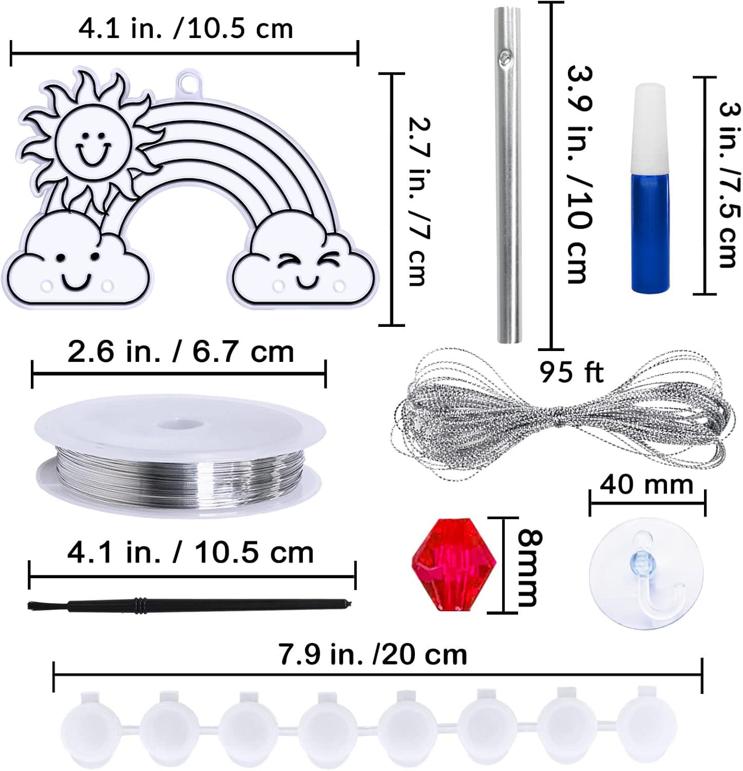imageWinlyn 24 Sets Rainbow Suncatchers Ornaments Decorations DIY Window Paint Art Suncatchers Craft Kits Hanging Rainbow Sun Catchers for Kids Spring Summer Home Classroom Party Activity Art Project