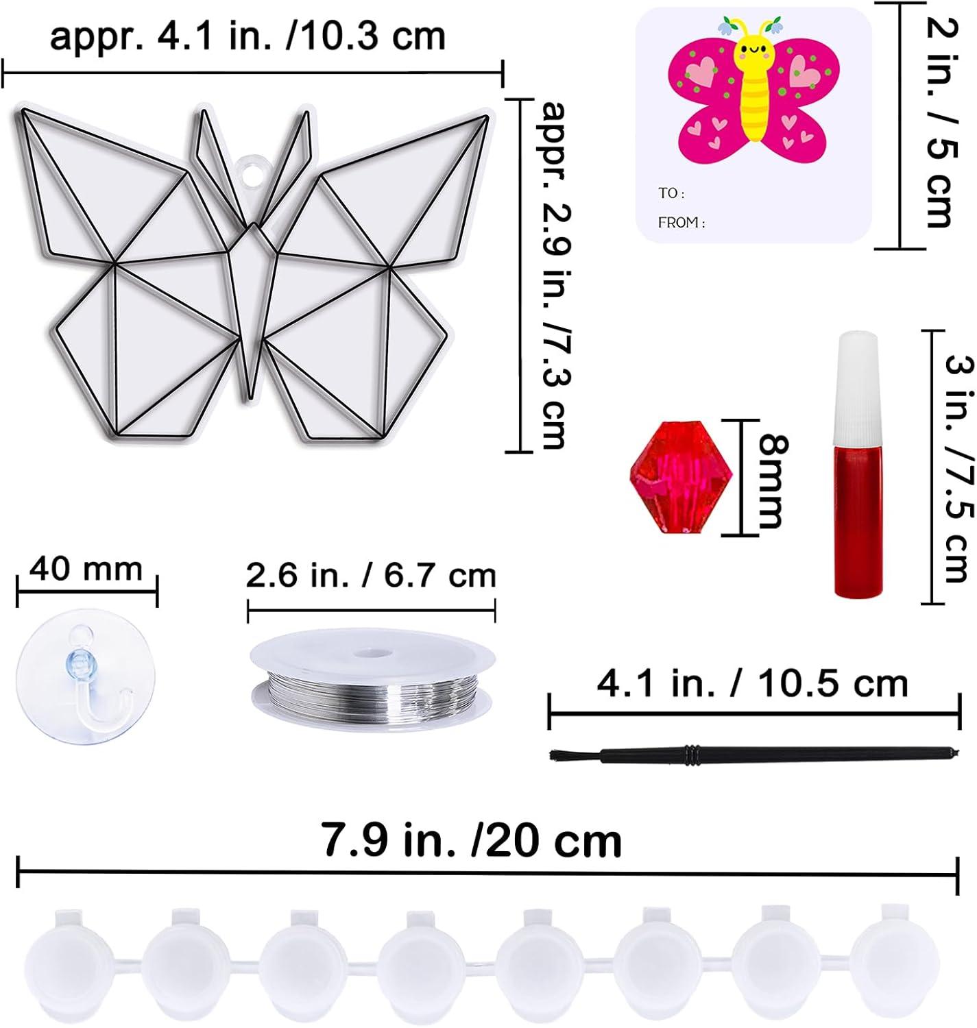 imageWinlyn 27 Sets Butterfly Suncatchers Ornaments Decorations DIY Window Paint Art Craft Kits Rainbow Sun Catchers Painting Kit for Kids Spring Summer Camping Classroom Party Activities Art Project