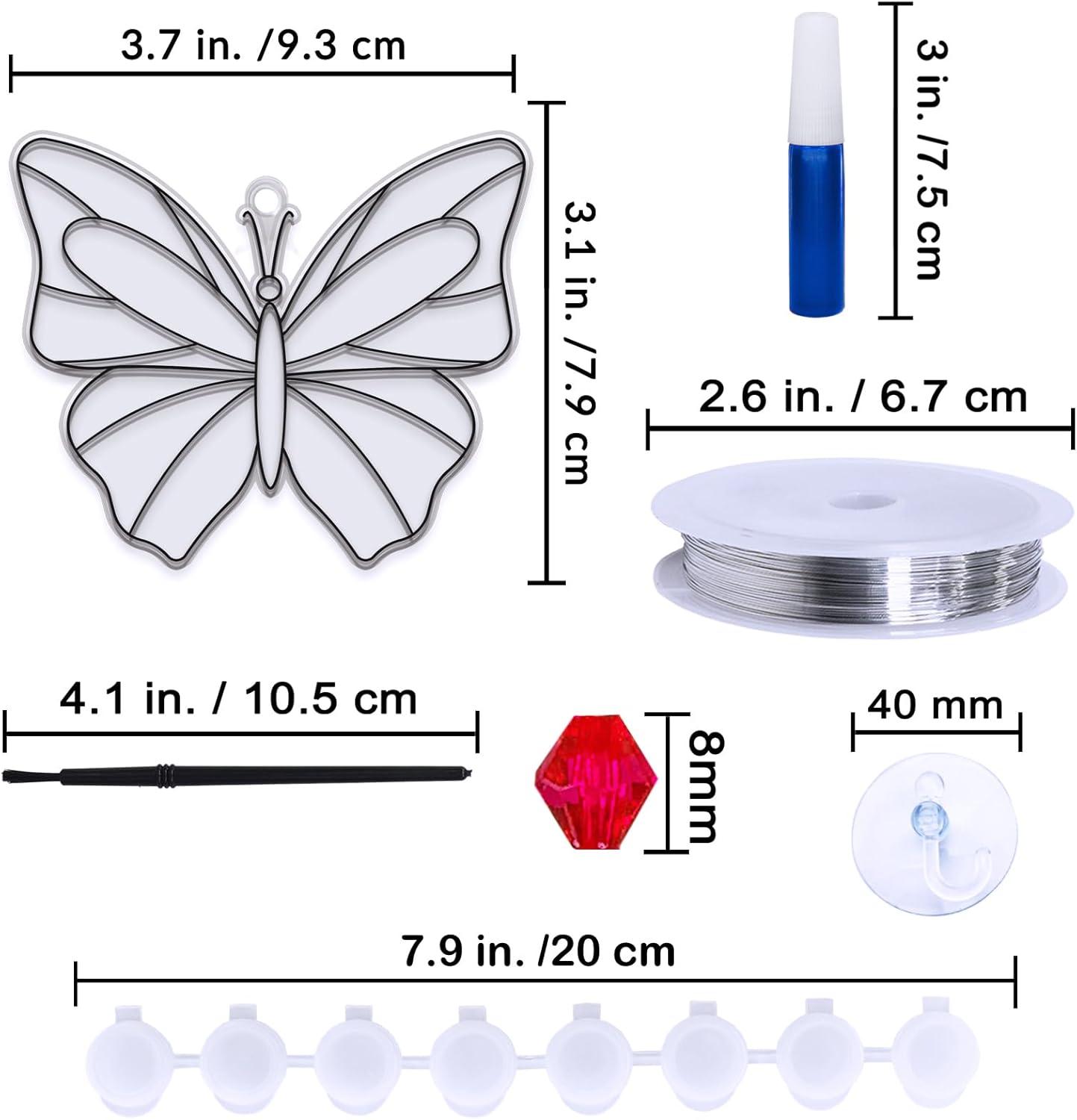 imageWinlyn 27 Sets Butterfly Suncatchers Ornaments Decorations DIY Window Paint Art Sun Catchers Rainbow Butterfly Painting Craft Kits for Kids Spring Summer Camping Party Classroom Activities Art Project