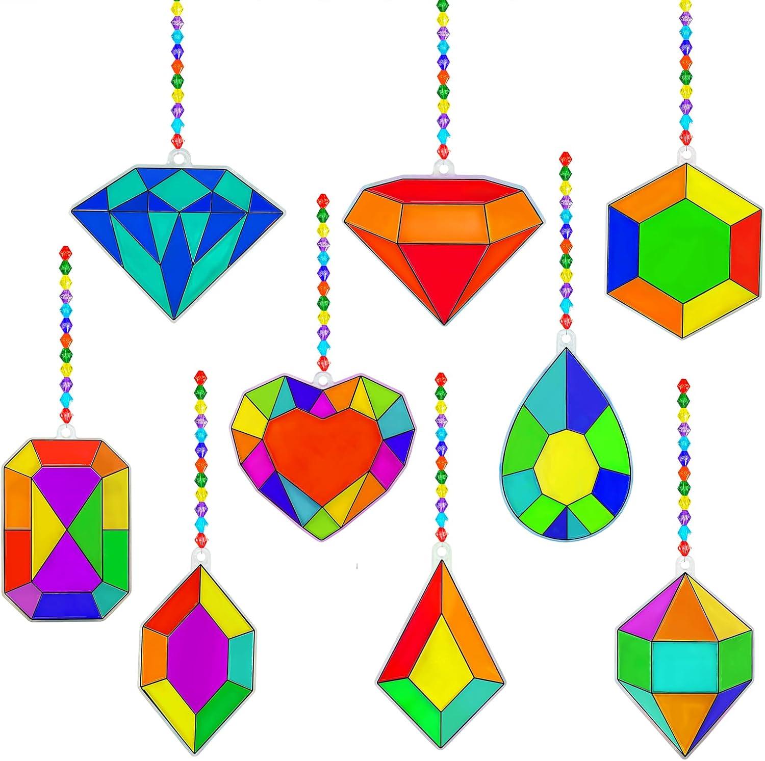 imageWinlyn 27 Sets Jewel Suncatchers Ornaments Decorations DIY Window Paint Art Stickers Craft Kits Jewel Sun Catchers for Kids Classroom PirateThemed Birthday Party Activities Art Project