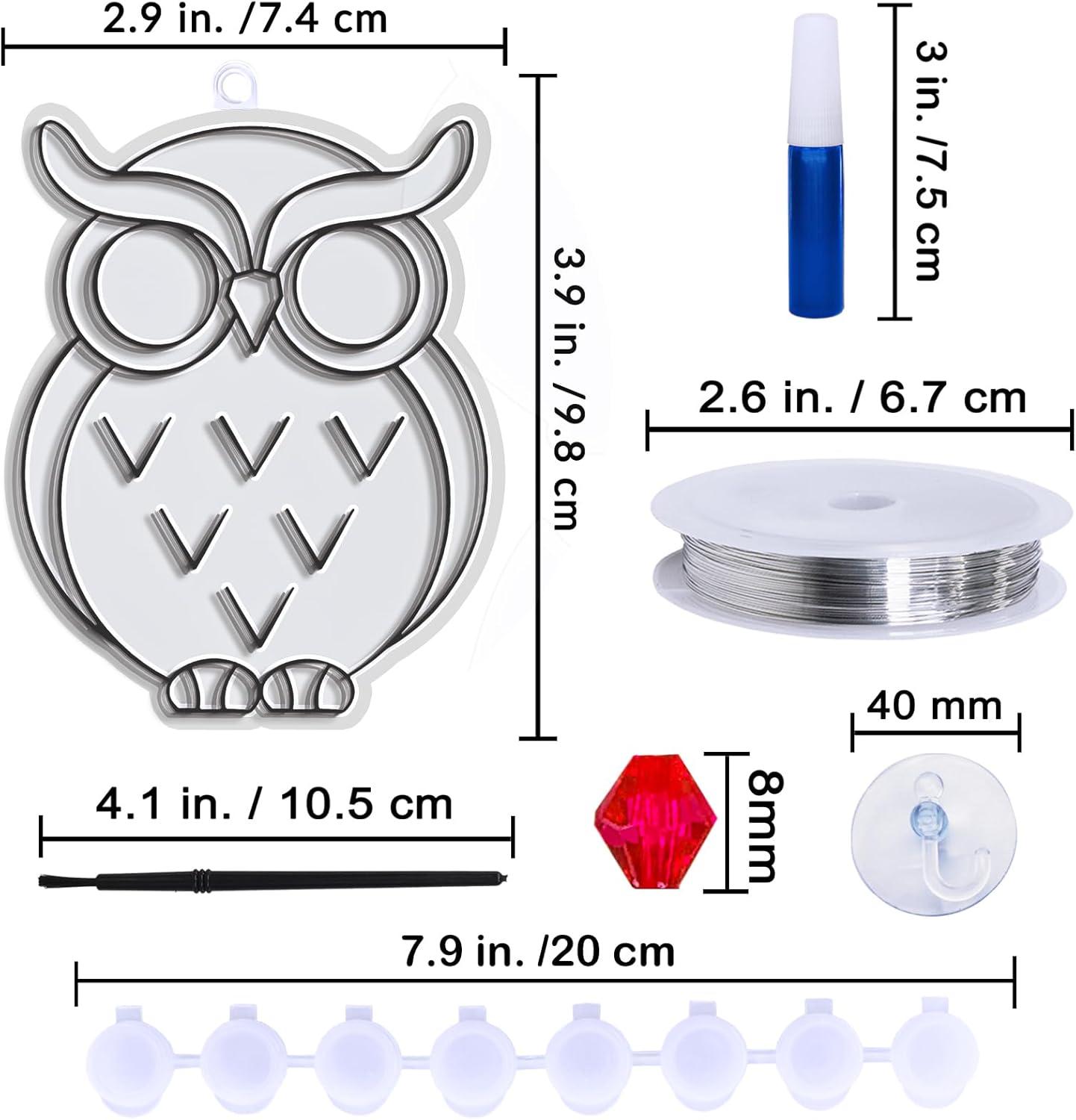 imageWinlyn 27 Sets Owl Suncatchers Ornaments Decorations DIY Window Paint Art Suncatchers Owl Craft Kits Sun Catchers for Kids Home Classroom Winter Holiday Season Fall Christmas Activities Party Favors
