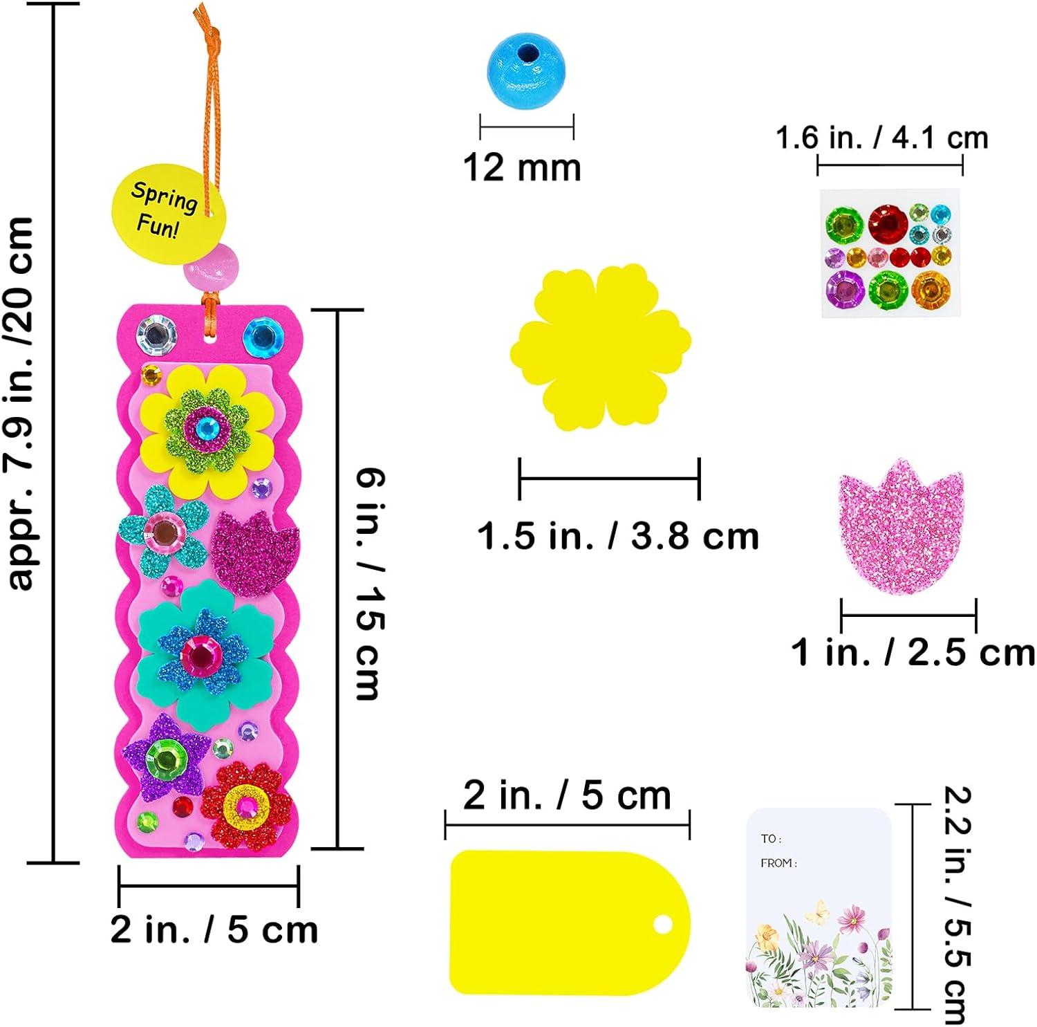 imageWinlyn 36 Sets Flower Crafts Kits Spring Summer Crafts DIY 3D Tuilp Sunflower Flower Bookmarks Ornaments Art Sets Foam Stickers Arts and Crafts for Kids Camping Classroom Activities Party Favors