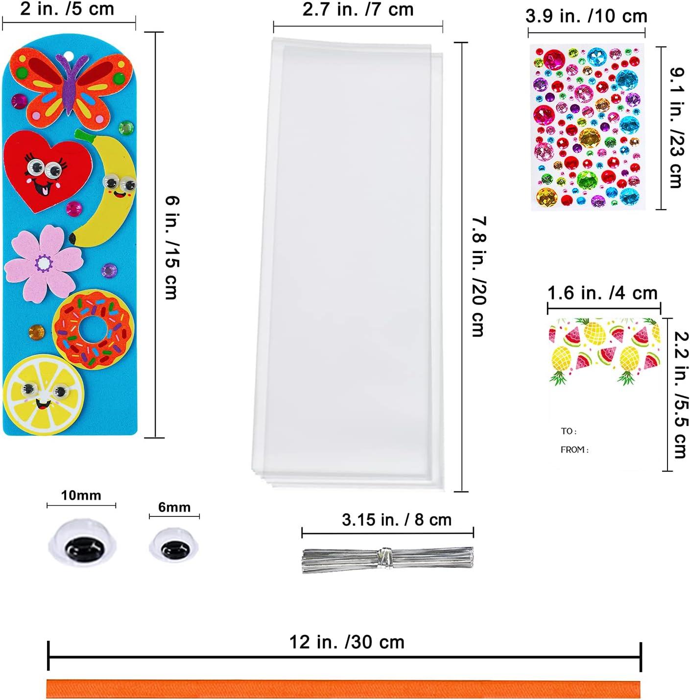 imageWinlyn 36 Sets Summer Crafts Kits DIY Whimsical Bookmarks Decorations Art Sets Fruits Treats Animals Sun Rainbow Foam Stickers for Kids Classroom Activities Reading Rewards Birthday Camp Party Favors