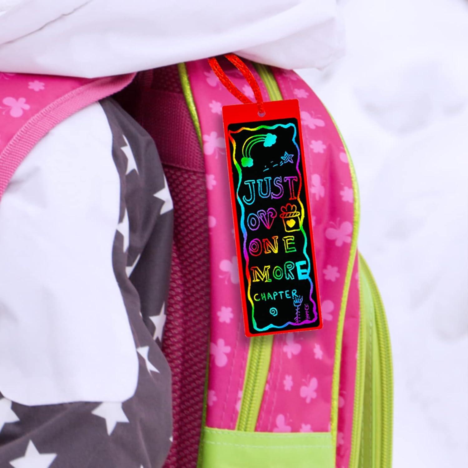 imageWinlyn 48 Sets 6 Styles Magic Color Scratch Bookmarks Craft Kits Rainbow Scratch Paper Art Sets for Kids Students Party Favors DIY Bookmarks Bulk with Scratching Tools Ribbons for Classroom Activities