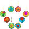Winlyn 24 Set Spring Flower Suncatchers Ornaments Decorations DIY Window Paint Art Kit for Kids Classroom Activities Party Favors