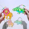 Winlyn 24 Sets Jungle Animal Suncatcher Decorations DIY Window Paint Art Craft Kits Safari Animal Sun Catchers Rainbow Painting Kit for Kids Classroom Activities Summer Camping VBS Party Art Project