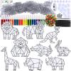 Winlyn 24 Sets Jungle Animal Suncatcher Decorations DIY Window Paint Art Craft Kits Safari Animal Sun Catchers Rainbow Painting Kit for Kids Classroom Activities Summer Camping VBS Party Art Project