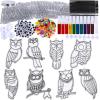 Winlyn 24 Sets Owl Suncatchers Ornaments Decorations DIY Window Paint Art Suncatchers Owl Craft Kits Sun Catchers for Kids Home Classroom Winter Holiday Season Fall Christmas Activities Party Favors