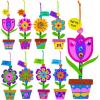 Winlyn 24 Sets Potted Flower Craft Kits DIY Potted Flower Ornaments Decorations Tulip Sunflower Foam Stickers Arts and Crafts for Kids Classroom Activities Birthday Spring Summer Camping Party Favors