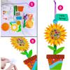 Winlyn 24 Sets Potted Flower Craft Kits DIY Potted Flower Ornaments Decorations Tulip Sunflower Foam Stickers Arts and Crafts for Kids Classroom Activities Birthday Spring Summer Camping Party Favors