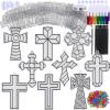 Winlyn 27 Sets Cross Suncatchers Ornaments Decorations DIY Window Paint Art Suncatchers Cross Craft Kits Cross Sun Catchers for Kids Sunday School VBS Christmas Easter Holiday Activities Party Favors
