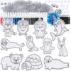 Winlyn 33 Sets Winter Polar Animal Suncatchers Ornaments Decorations DIY Window Paint Art Suncatchers Winter Craft Kits Winter Sun Catchers for Kids Christmas Holiday Classroom Activities Art Project