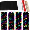 Supla 36 Set 2 Style Magic Scratch Rainbow Bookmarks Making Kit for Kids Students Party Favor Scratch Paper DIY Bookmarks Bulk with Scratching Tools Satin Ribbons for Classroom Activities