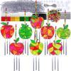Winlyn 24 Sets Apple Suncatchers Wind Chimes Ornaments Decorations DIY Window Paint Art Sun Catchers Rainbow Apple Painting Craft Kits for Kids Summer Camping Party Classroom Activities Art Project