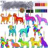 Winlyn 24 Sets Dog Suncatcher Decorations DIY Window Paint Art Craft Kits Rainbow Puppy Pet Sun Catcher Painting Kit for Kids Home Classroom School Activities Birthday Summer Camping Party Art Project