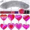 Winlyn 24 Sets Heart Suncatchers Ornaments Decorations DIY Window Paint Art Stickers Craft Kits Heart Sun Catchers for Kids Valentine’s Day Classroom Activities Art Project Party Favors Gift Exchange