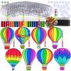 Winlyn 24 Sets Hot Air Balloon Suncatchers Decorations DIY Window Paint Art Craft Kits Rainbow Hot Air Balloon Painting Kit for Kids Classroom Activities Birthday Summer Camping Party Art Project