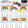 Winlyn 24 Sets Rainbow Suncatchers Ornaments Decorations DIY Window Paint Art Suncatchers Craft Kits Hanging Rainbow Sun Catchers for Kids Spring Summer Home Classroom Party Activity Art Project