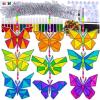 Winlyn 27 Sets Butterfly Suncatchers Ornaments Decorations DIY Window Paint Art Craft Kits Rainbow Sun Catchers Painting Kit for Kids Spring Summer Camping Classroom Party Activities Art Project