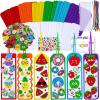 Winlyn 36 Sets Fruit Craft Kits Summer Crafts DIY Fruit Dessert Bookmarks Art Sets Apple Pineapple Watermelon Foam Stickers for Kids Teachers Back to School Classroom Activities Rewards Party Favors