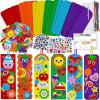 Winlyn 36 Sets Summer Crafts Kits DIY Whimsical Bookmarks Decorations Art Sets Fruits Treats Animals Sun Rainbow Foam Stickers for Kids Classroom Activities Reading Rewards Birthday Camp Party Favors
