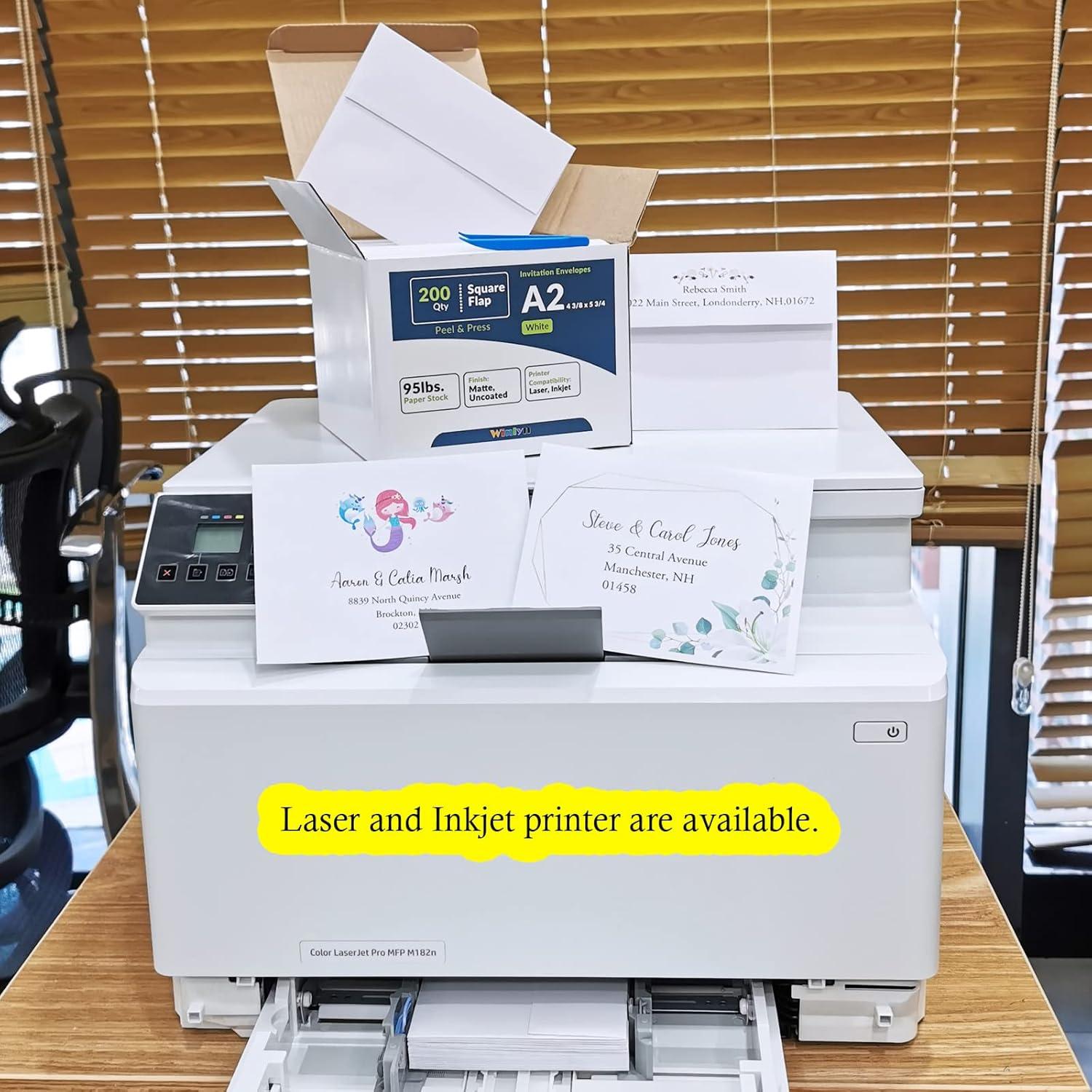 image200 Pcs Bulk A2 Invitation Envelopes in White Peel ampamp Press Self Seal 4 38 x 5 34 Square Flap Envelopes RSVP Return Envelopes 95lb for Announcement Mailing 4x5 Greeting Cards Photo 14 Fold CardsWhite