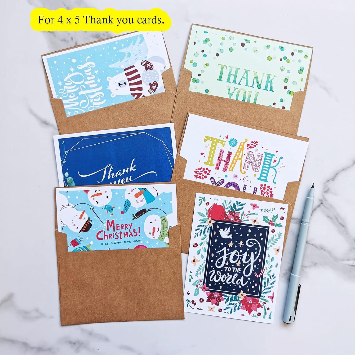 image200 Pcs Bulk A2 Invitation Envelopes in White Peel ampamp Press Self Seal 4 38 x 5 34 Square Flap Envelopes RSVP Return Envelopes 95lb for Announcement Mailing 4x5 Greeting Cards Photo 14 Fold CardsBrown Kraft