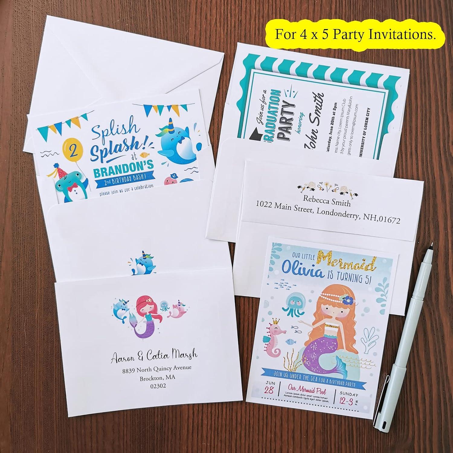 image200 Pcs Bulk A2 Invitation Envelopes in White Peel ampamp Press Self Seal 4 38 x 5 34 Square Flap Envelopes RSVP Return Envelopes 95lb for Announcement Mailing 4x5 Greeting Cards Photo 14 Fold CardsWhite