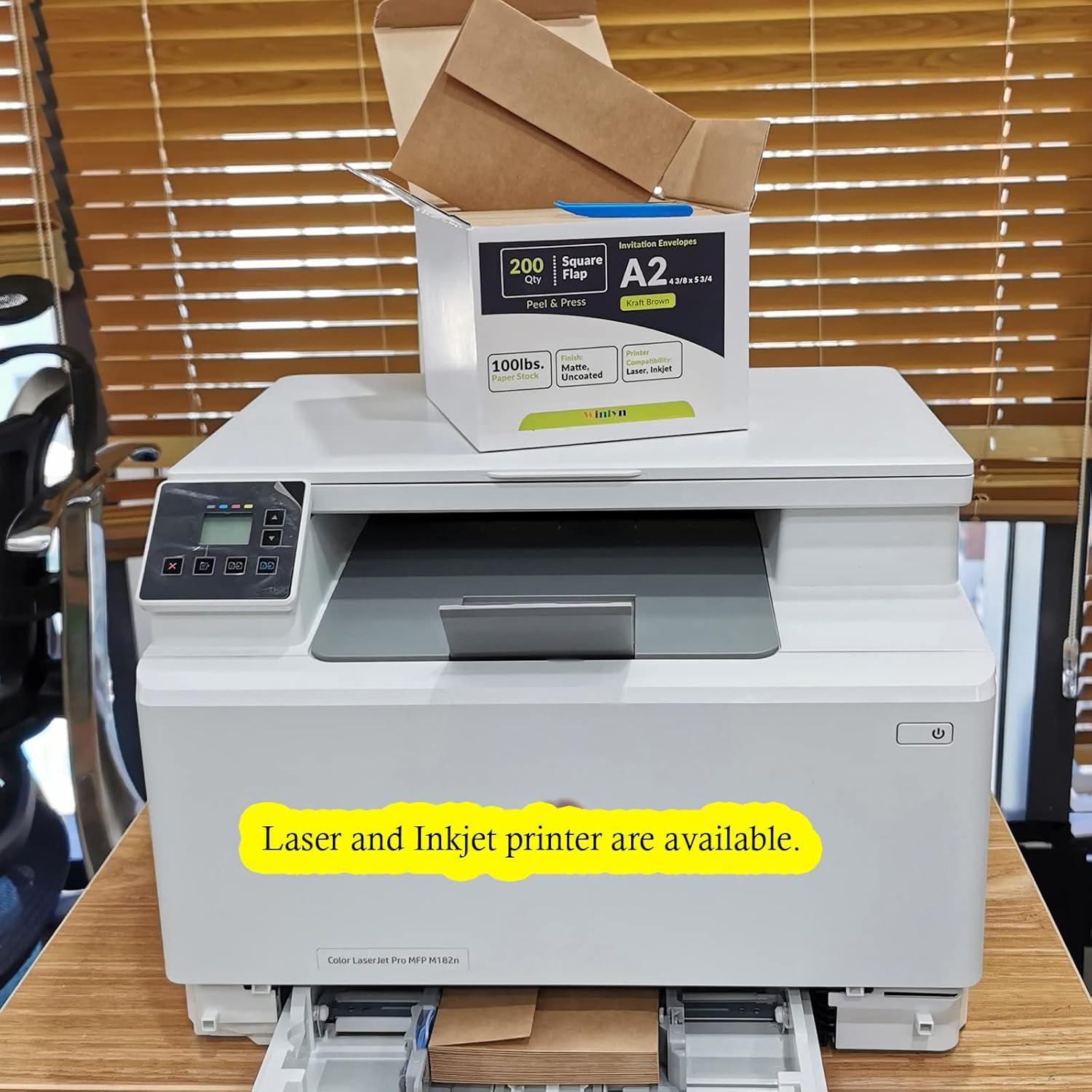 image200 Pcs Bulk A2 Invitation Envelopes in White Peel ampamp Press Self Seal 4 38 x 5 34 Square Flap Envelopes RSVP Return Envelopes 95lb for Announcement Mailing 4x5 Greeting Cards Photo 14 Fold CardsBrown Kraft