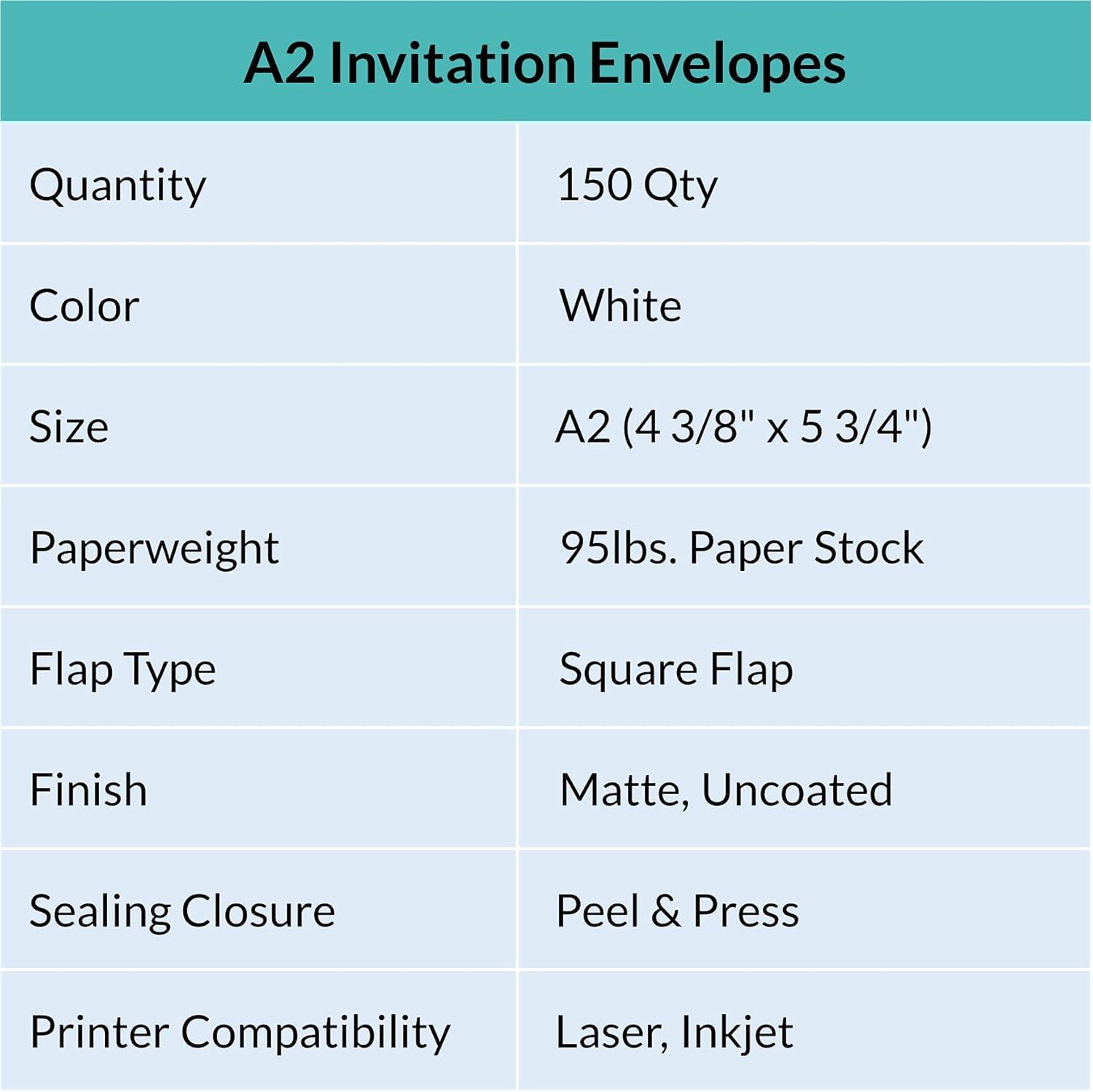 imageSupla 150 Pcs Bulk A2 Invitation Envelopes in White Peel ampamp Press Self Seal 4 38 x 5 34 Envelopes RSVP Return Envelopes 95lbs Paper Stock for Wedding Party Invitations Announcement Greeting Cards