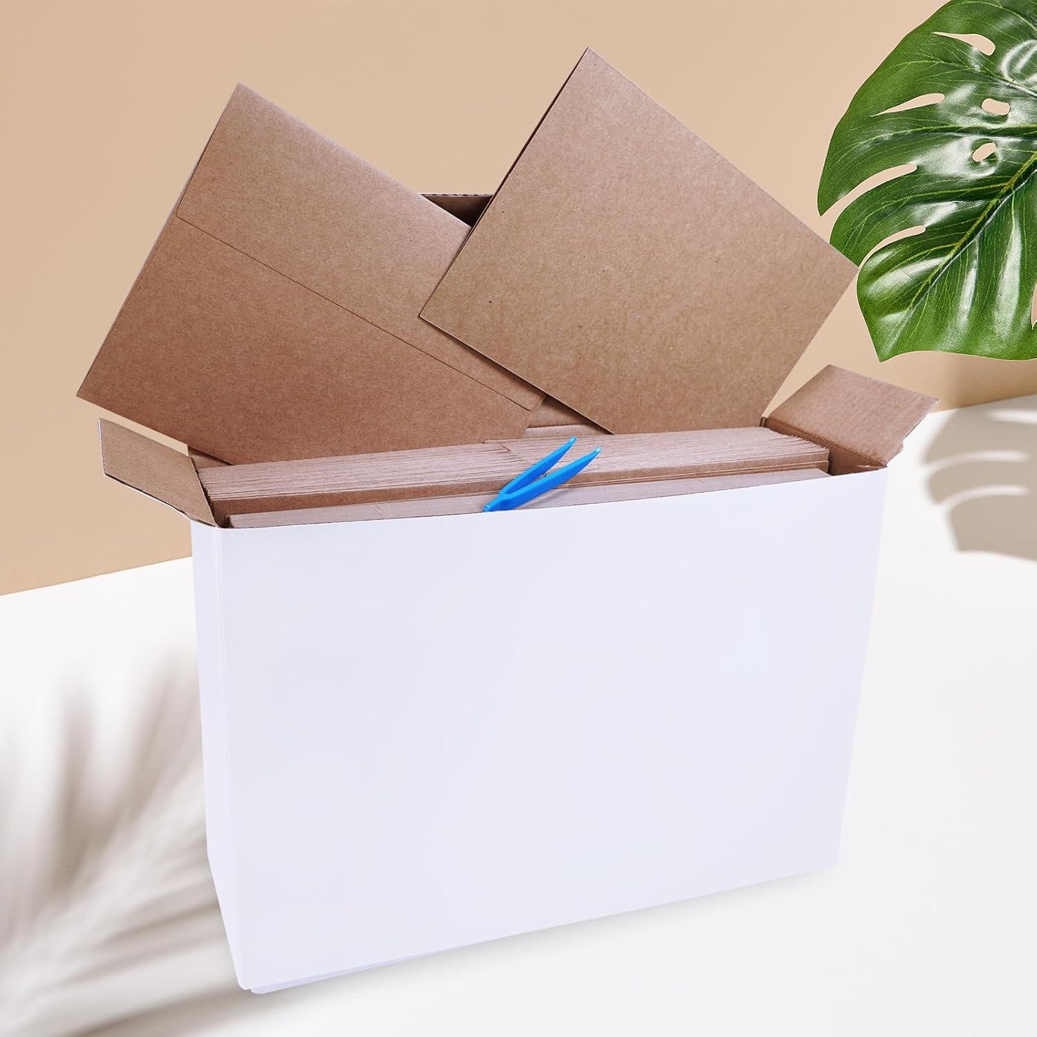 imageWinlyn Blank Kraft Cards and Envelopes 100 Pack 5 x 7 Folded Greeting Cards and A7 Invitation Envelopes 5 14 x 7 14 Self Seal 100lb for Weddings Shower Graduation Business Announcements MailingBrown