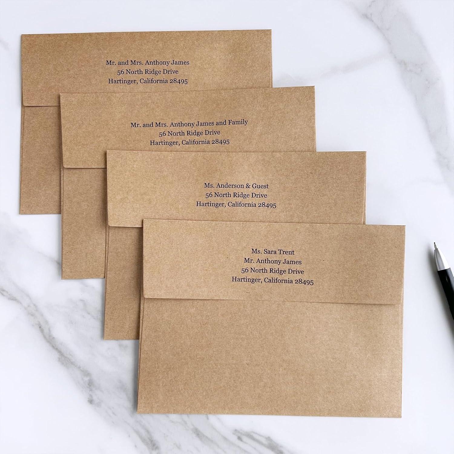 imageWinlyn Blank Kraft Cards and Envelopes 100 Pack 5 x 7 Folded Greeting Cards and A7 Invitation Envelopes 5 14 x 7 14 Self Seal 100lb for Weddings Shower Graduation Business Announcements MailingBrown
