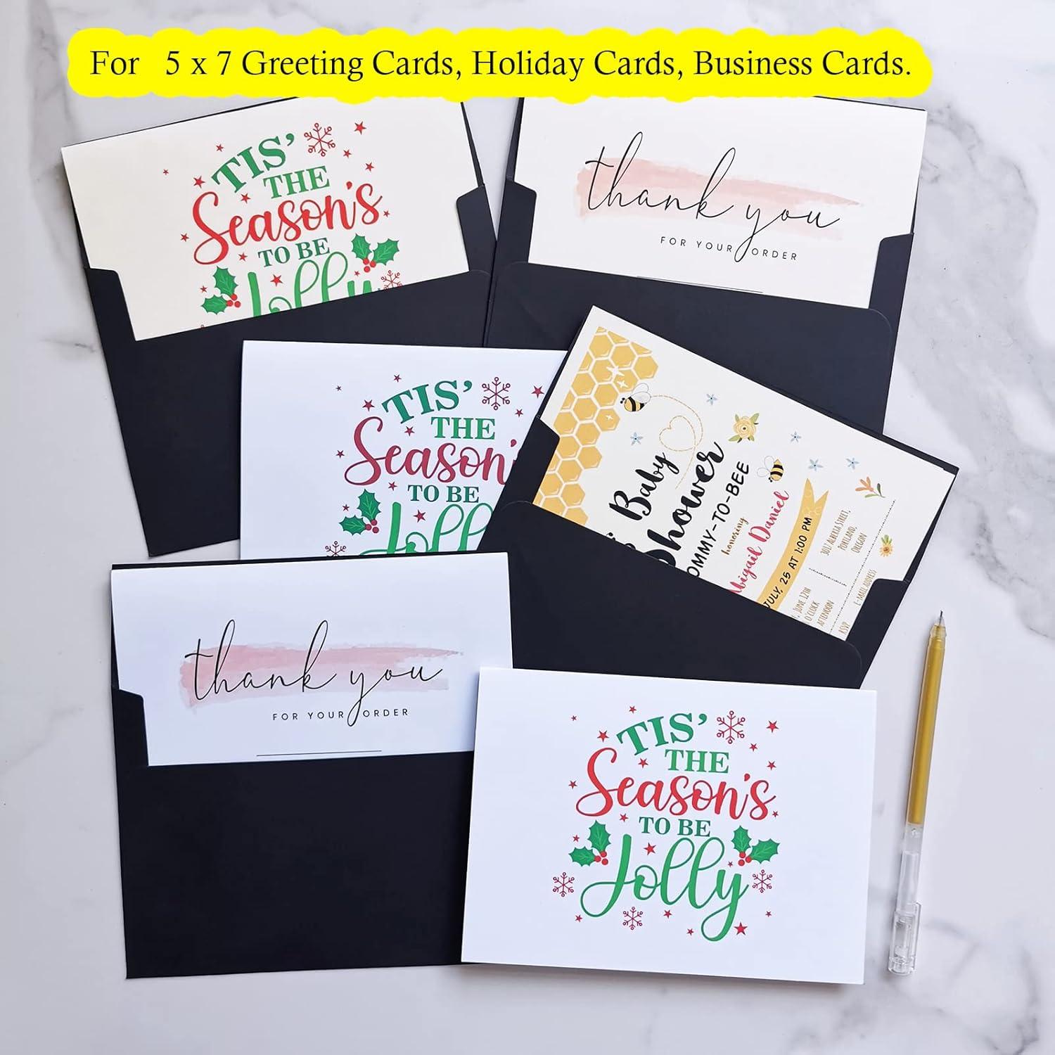 imageWinlyn Brown Kraft 200 Pcs A7 Invitation Envelopes 5 14 x 7 14 Square Flap Envelopes Self Seal 100lb for Wedding Shower Birthday Bussiness Graduation Mailing Announcement 5 x 7 Greeting Cards PhotosBlack