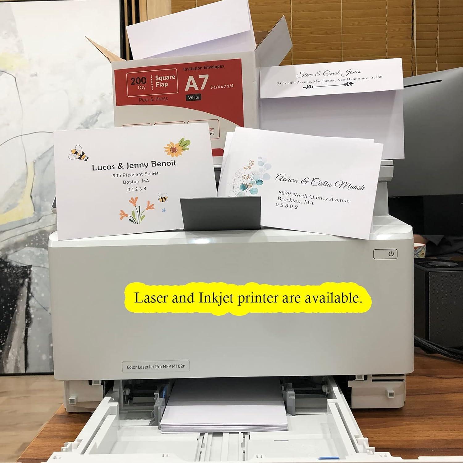 imageWinlyn Brown Kraft 200 Pcs A7 Invitation Envelopes 5 14 x 7 14 Square Flap Envelopes Self Seal 100lb for Wedding Shower Birthday Bussiness Graduation Mailing Announcement 5 x 7 Greeting Cards PhotosWhite