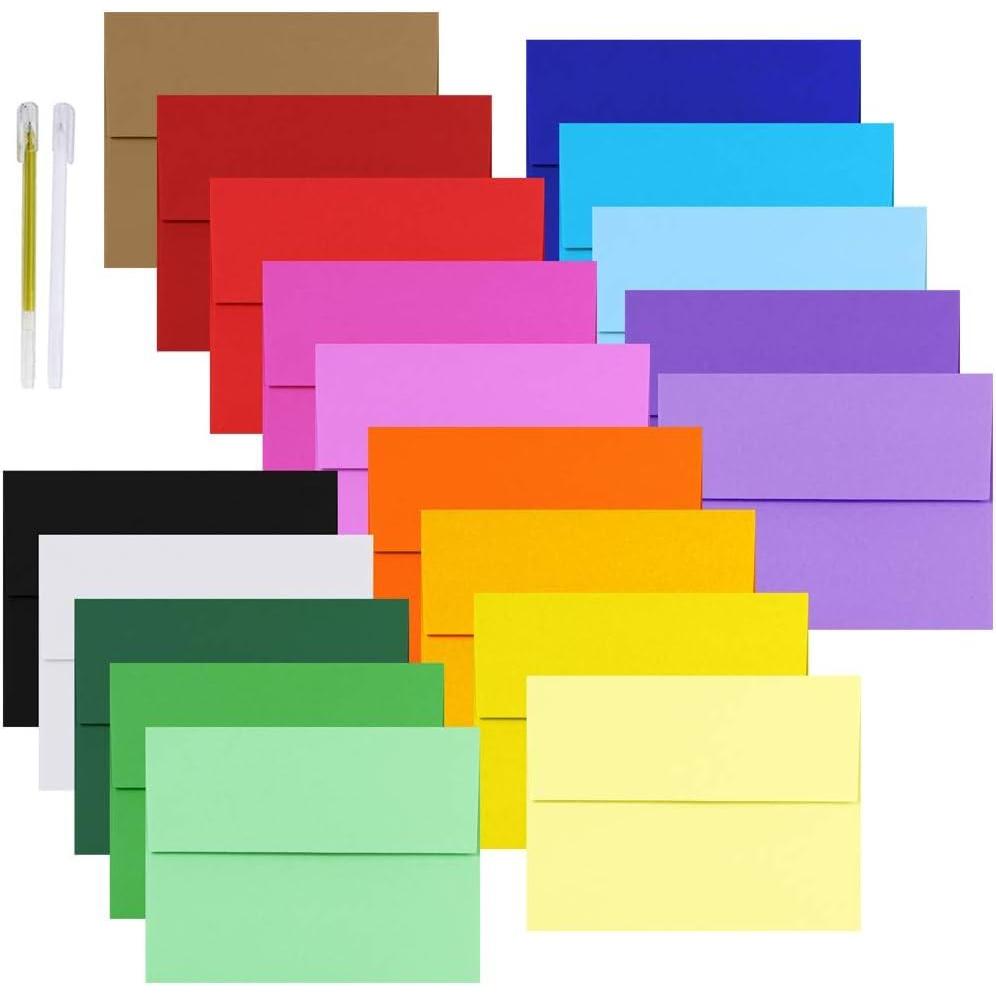 image95 Pcs 19 Colors A2 Invitation Envelopes Self Seal A2 Greeting Cards Envelopes RSVP Return Envelopes Square Flap Envelopes Bulk for Wedding Baby Shower Party Invitations Announcement Thank You Cards