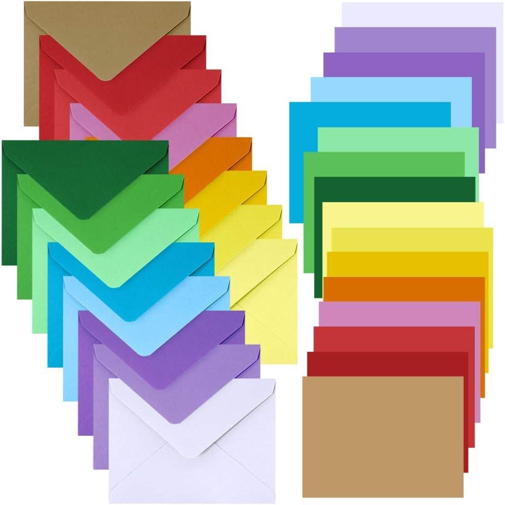 imageSupla 160 Sets 16 Colors Contour Flap Envelopes ampamp Blank Single Panel Cards for Wedding Kids Graduation Gift ampamp More