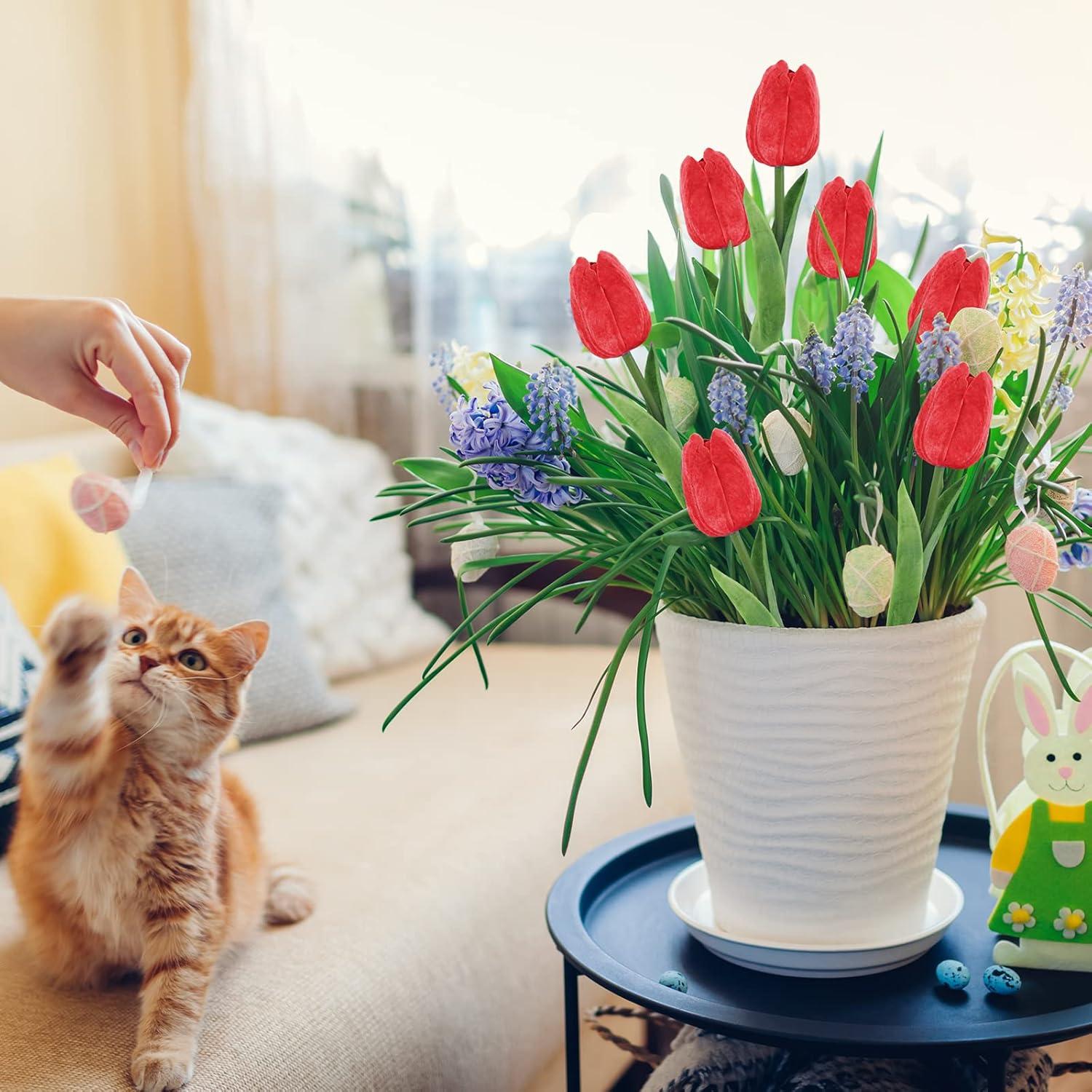 image20 Pcs Artificial Turquoise Tulip Flowers Faux Tulip Stems PU Real Touch Tulips 128quot Tall for Easter Spring Vase Wedding Bouquets Floral Arrangements Wreath Table Centerpiece Indoor Outdoor DecorRed