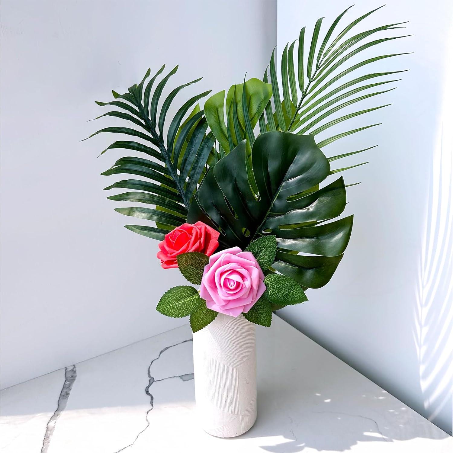 imageWinlyn 50 Pcs Real Looking Artificial Rose Flowers with Stems ampamp Silk Leaves Bulk Red Pink White for Wedding Bouquets Centerpieces Baby ampamp Bridal Showers Valentines Day Mothers Day DIY Floral DecorMulti Color