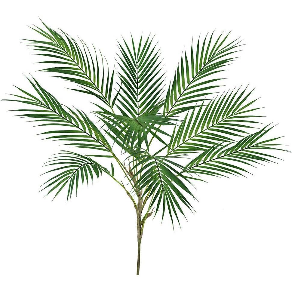 imageSupla 1 Pcs Artificial Tropical Palm Leaves Branches in Green Fake Areca Palm Tropical Plant 9 Leaves Branches 334quot Tall for Tropical Greenery Accent Tropical Flower Arrangement Vase Decoration