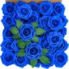 Winlyn 50 Pcs Real Looking Artificial Rose Flowers with Stems & Silk Leaves Bulk- Red, Pink, White for Wedding Bouquets Centerpieces Baby & Bridal Showers Valentine’s Day Mother’s Day DIY Floral Decor(Royal Blue)