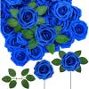Winlyn 50 Pcs Real Looking Artificial Rose Flowers with Stems & Silk Leaves Bulk- Red, Pink, White for Wedding Bouquets Centerpieces Baby & Bridal Showers Valentine’s Day Mother’s Day DIY Floral Decor(Royal Blue)