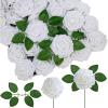 Winlyn 50 Pcs Real Looking Artificial Rose Flowers with Stems & Silk Leaves Bulk- Red, Pink, White for Wedding Bouquets Centerpieces Baby & Bridal Showers Valentine’s Day Mother’s Day DIY Floral Decor(White)