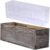 1 Pcs Wood Planter Box Rectangle Whitewashed Wooden Rectangular Planter with Inner Plastic Box – 11.5″ L x 3.75″ W x 3.75″ H Floral Natural Centerpieces Rustic Wedding Decoration