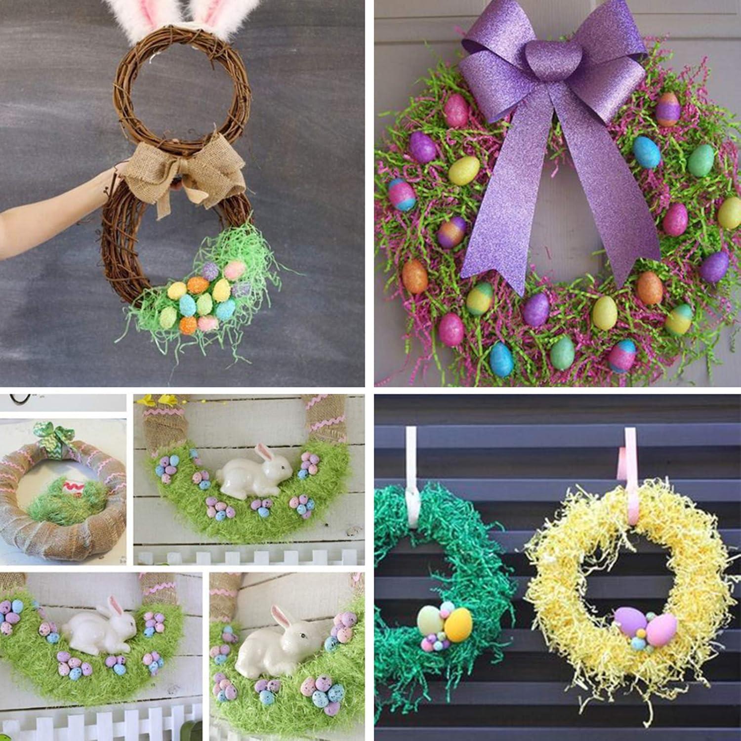 imageSupla 300g 106 oz 6 Colors Shredded Paper Easter Grass Bag Basket Grass Filler Stuffers Paper Shreds Grass in Hot Pink Yellow Dark Green Light Green Sky Blue Lavender for Easter Egg Hun