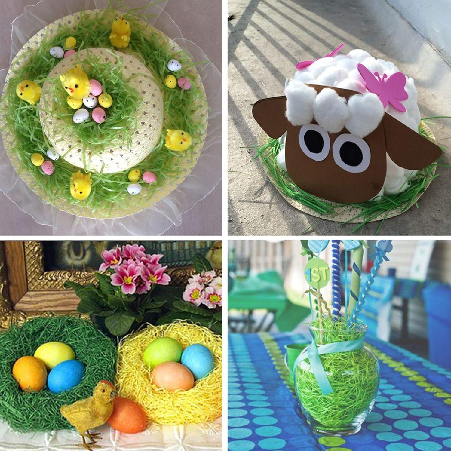 imageSupla 300g 106 oz 6 Colors Shredded Paper Easter Grass Bag Basket Grass Filler Stuffers Paper Shreds Grass in Hot Pink Yellow Dark Green Light Green Sky Blue Lavender for Easter Egg Hun