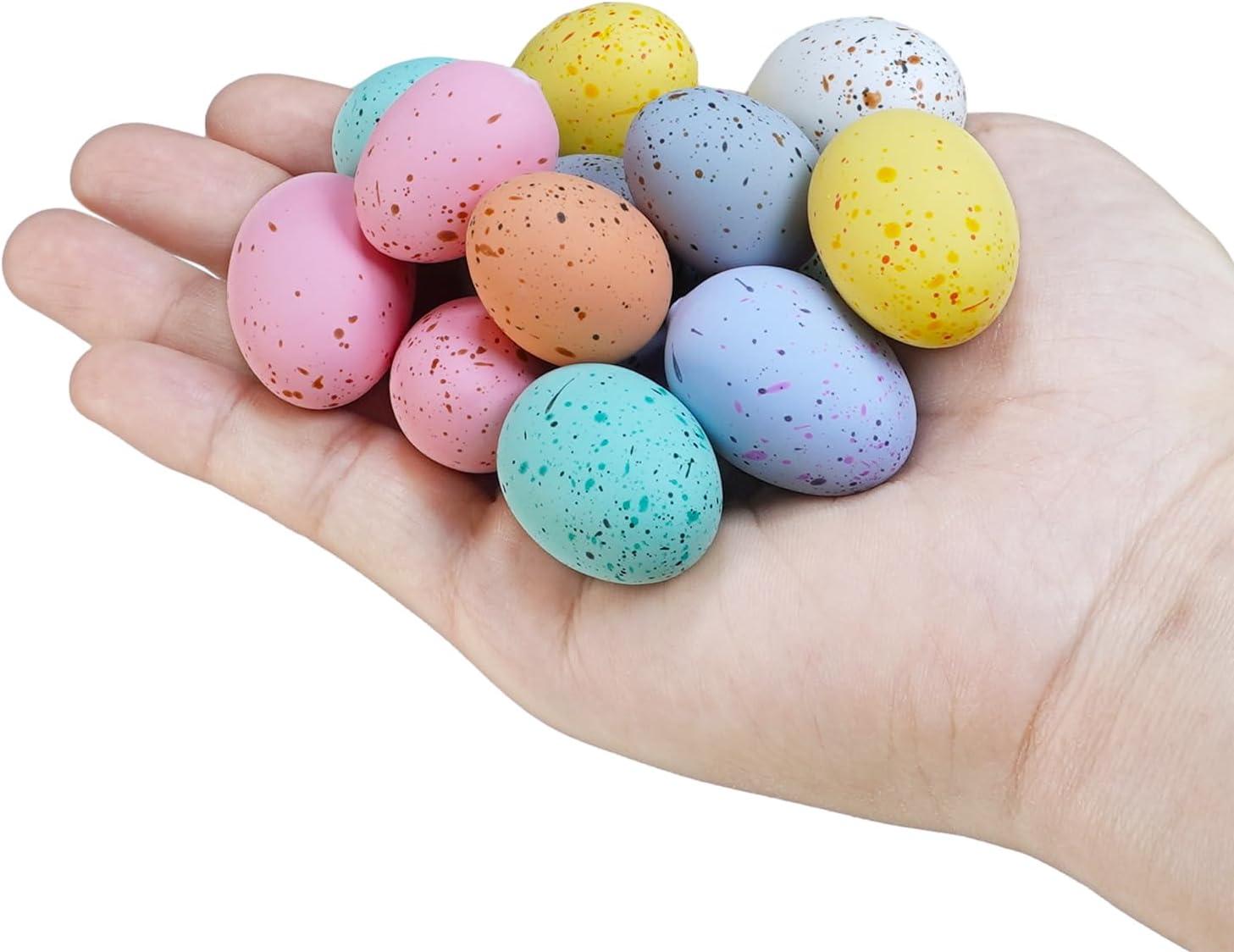 imageWinlyn 120 Pcs 8 Colors Mini Easter Foam Eggs Speckled Pastel Easter Eggs Small Decorative Artificial Easter Bird Eggs for Easter Basket Fillers Craft Projects Springtime Party Favors Table Setting
