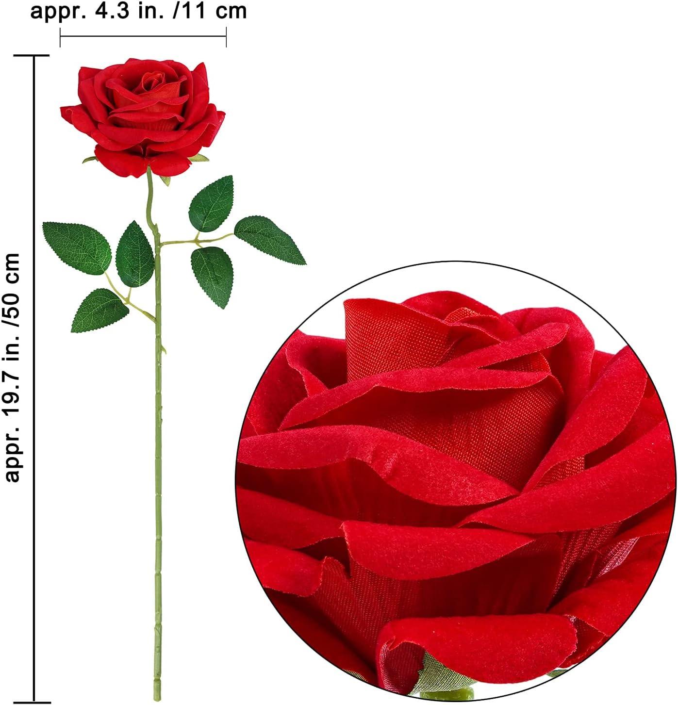 imageWinlyn 15 Pcs Real Looking Artificial Red Roses with Long Stems 197quot Tall Silk Red Velvet Rose Flowers for Vase Bouquets Centerpieces Wedding Valentines Day Bride ampamp Baby Shower Party Home Decor