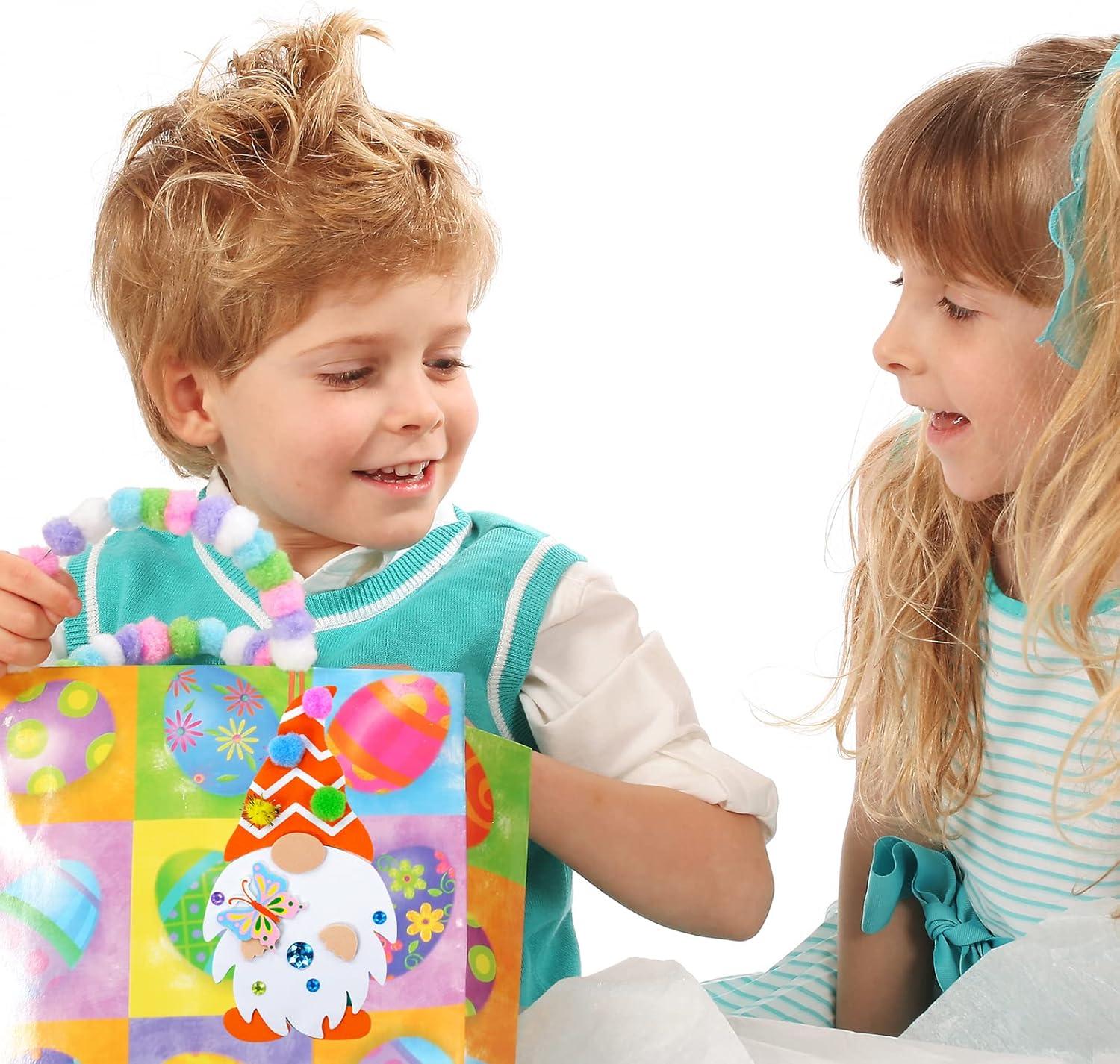 imageWinlyn 24 Sets Easter Decorations DIY 3D Gnome Ornaments Easter Craft Kits Assorted Foam Easter Gnome Ornaments Easter Stickers for Kids Party Favors Easter Spring Classroom Home Activity Art Project