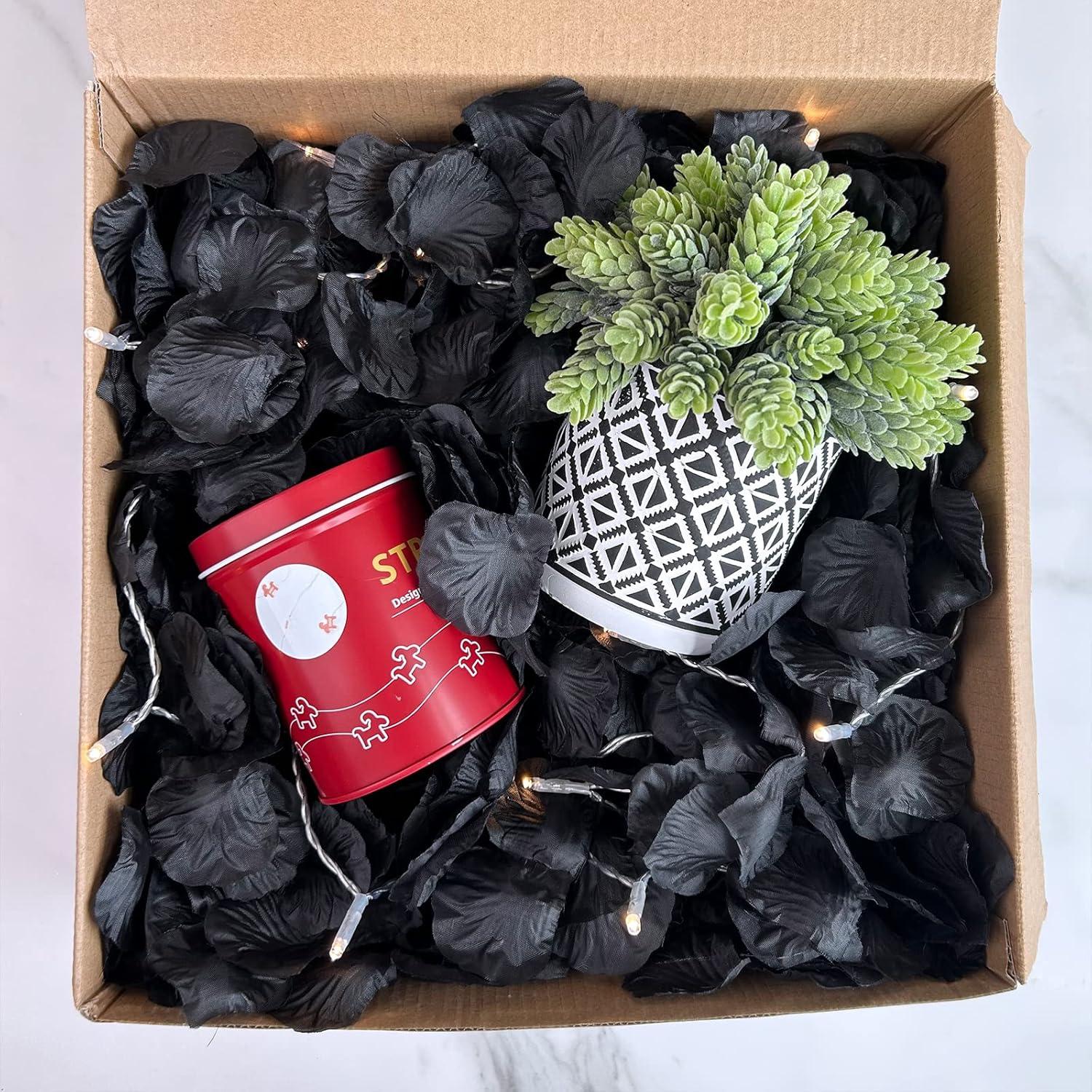 imageWinlyn 3000 Pcs Black Silk Rose Petals Set Scented Readytouse Separated Realistic Artificial Rose Flower Petals for Romantic Night Weddings Proposals Anniversaries Valentines Day Halloween DecorBlack