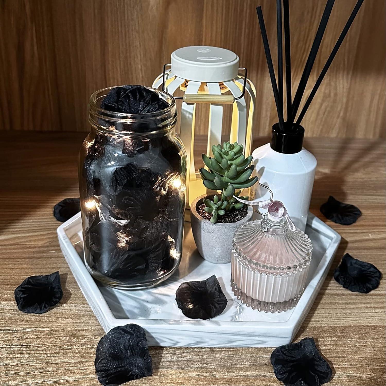 imageWinlyn 3000 Pcs Black Silk Rose Petals Set Scented Readytouse Separated Realistic Artificial Rose Flower Petals for Romantic Night Weddings Proposals Anniversaries Valentines Day Halloween DecorBlack